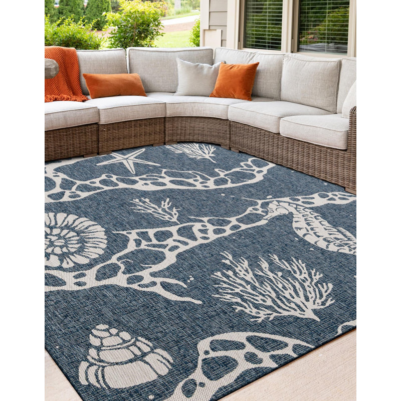 Tapis contemporain bleu marine Aycan, Tapis de couloir 2 pi 7 po x 12 pi