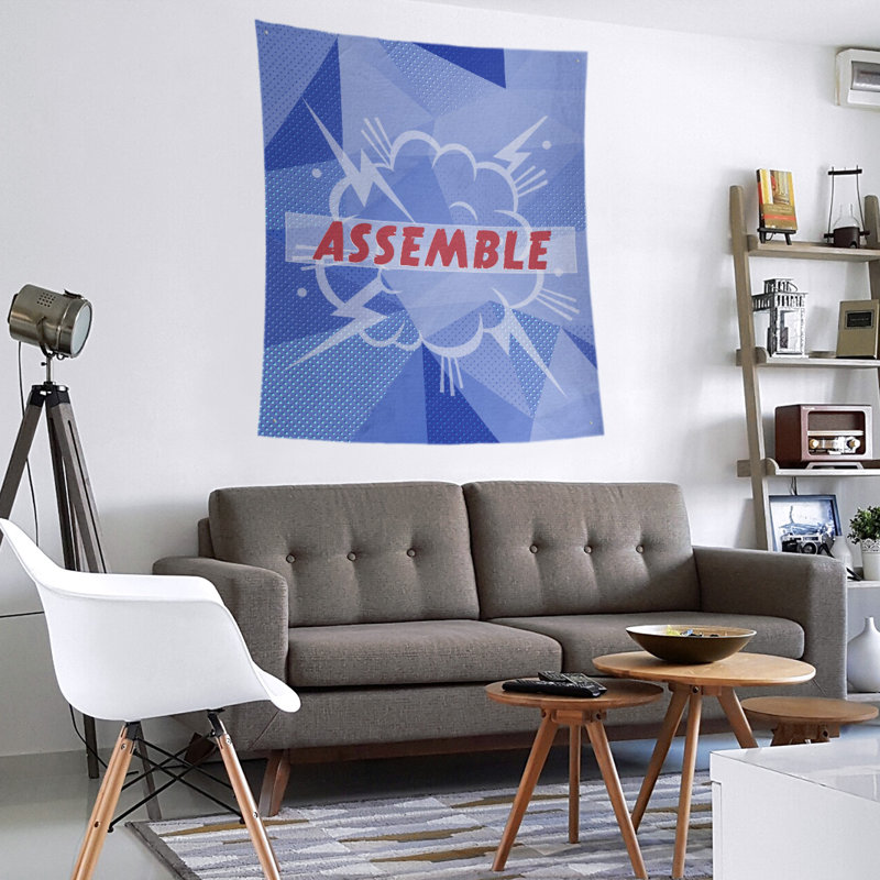 Tapisserie superhero en polyester assemblage, H 27,5 po x l 37,5 po