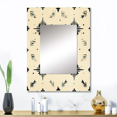 Demétreux neutre nomade Ii Boho motif - miroir mural décoratif géométrique, grand miroir moderne, art imprimé en métal