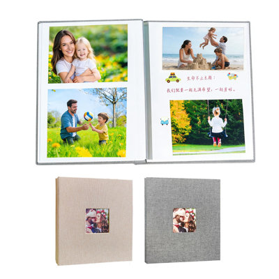 2PCS DIY Self-Adhesive Laminated Photo Album, Creative Gift, Retro Linen Cover, Holds 3-10 Inch Photos