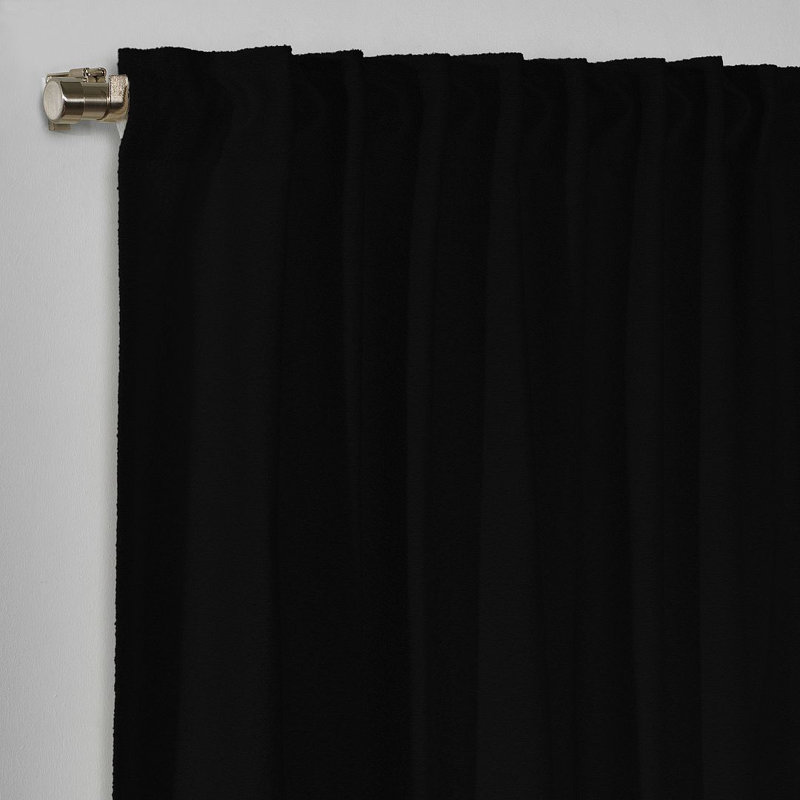 Extra Long & Extra Wide Polyester Decorative Curtain Single Panel, 52" W x 156" L, Black