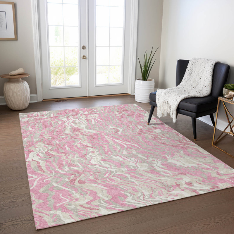 Tapis lavable intérieur / extérieur rose Saphara , 2 pi 6 po x 3 pi 10 po