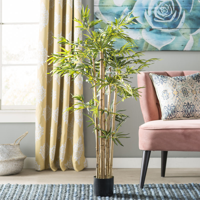 Faux Bamboo Tree in Pot, 48" H x 30" W x 30" D