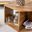 Table basse hexagonale au look moderne - couleur bois, agencement de rangement pratique, tailles variées, rangement, structure stable