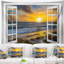 Tapisserie coucher de soleil avec fenêtre ouverte-28508263