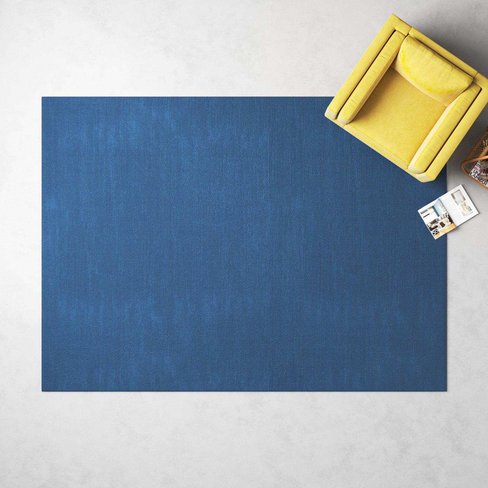 Crowe Dark Blue Hand-Woven Wool Rug, Rectangle 12' x 15'