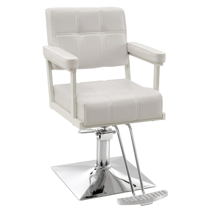 Fauteuil de coiffeur pivotant à pompe hydraulique Classic Styling, Simili cuir blanc