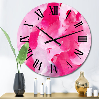 Fuchia et nuages liquides roses - horloge murale moderne