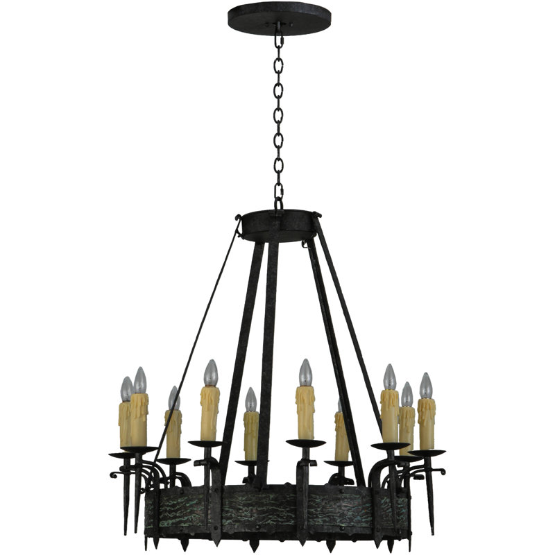 Lustre de roue de style bougie 10 lumières façon bougie Knighton