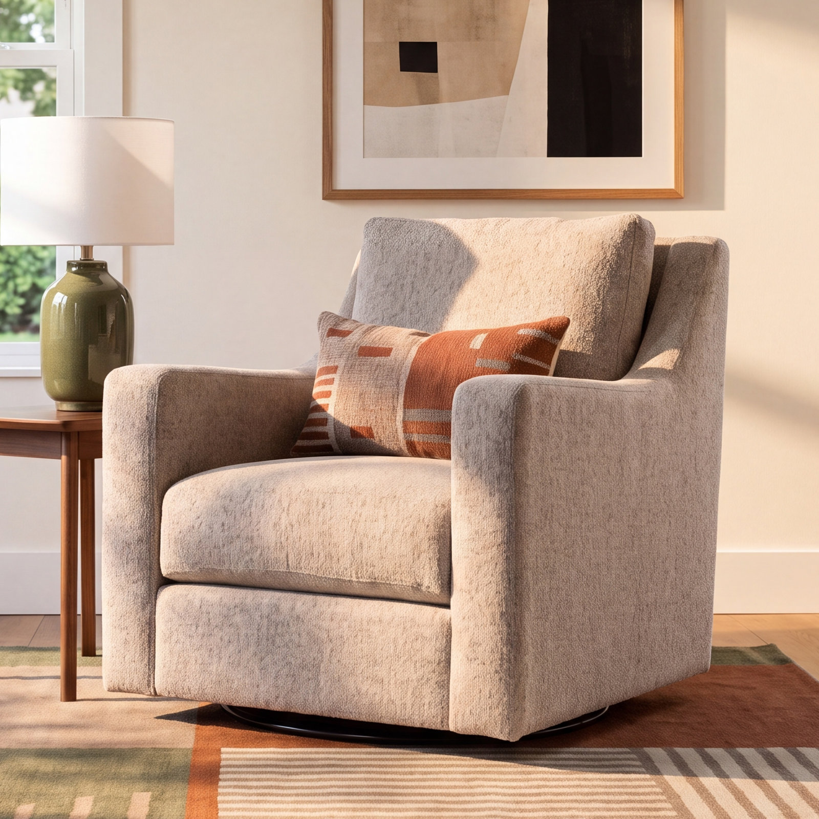 Plush Swivel Armchair