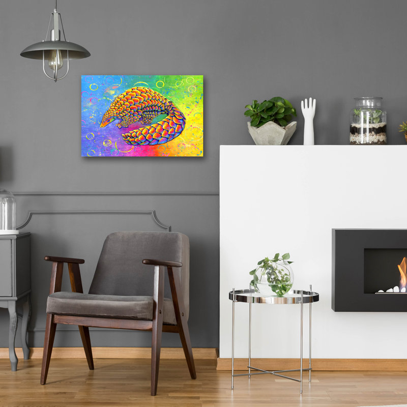 "Pangolin psychédélique" par Rebecca Wang Art, H 16 po x l 24 po x P 0,2 po