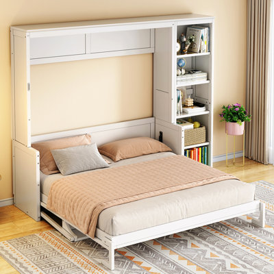 Grand lit escamotable avec bureau et bibliothèque