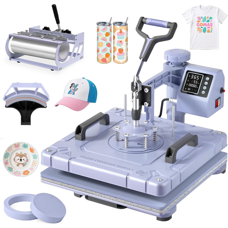 Machine à presser 5 en 1 Suteck, combinaison de sublimation par transfert de chaleur à 360 degrés, 15" x 15", Lavender