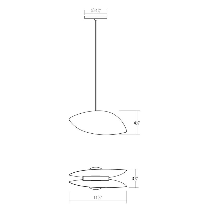 Papillons™ 1 - Light LED Pendant, Satin Black, 6.75" H x 12.5" W x 5.25" D
