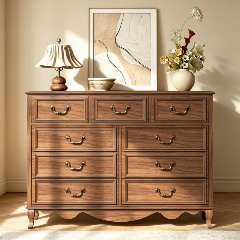 Ensemble de commode vintage 3 pièces, Brown