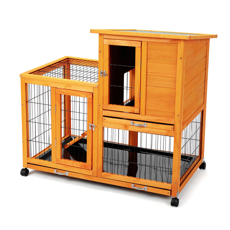 Cage à 2 niveaux avec 4 roulettes, Brun