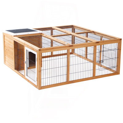 Cage à lapin avec cage principale rabattable, cage à cochon d'Inde pour petits animaux avec trois portes d'aération, naturel
