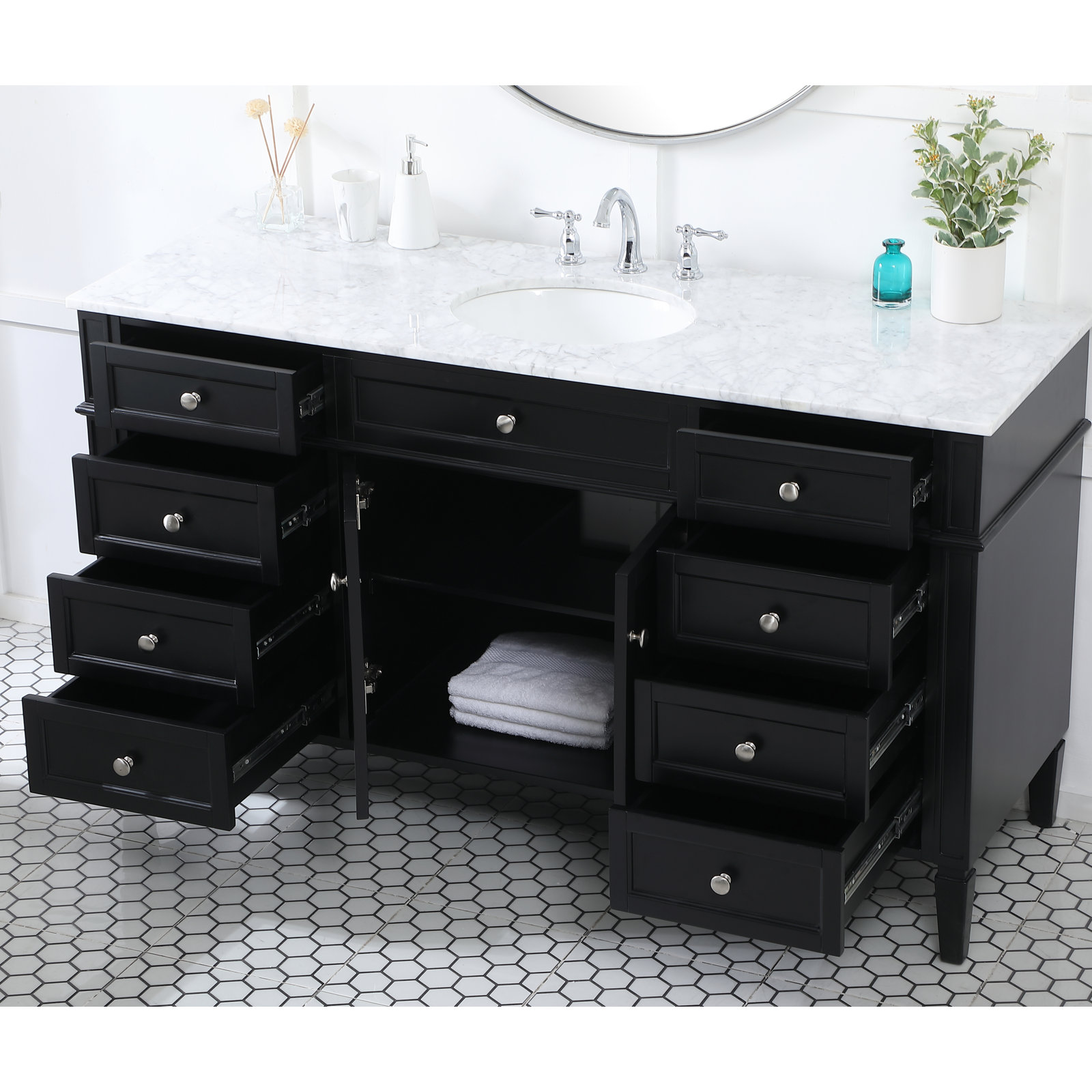 Rivers 60'' Single Bathroom Vanity, Black