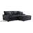3 - Piece Upholstered Gray Faux Rabbit Fur Flannel Modular Sectional Sofa with Throw Pillows & Removable Ottomans-2100778622