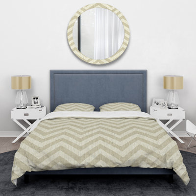 Ensemble de housse de couette transitionnelle ivoire à chevrons crème