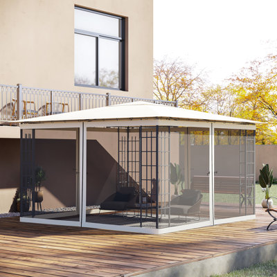 Toile crème pour auvent de pavillon de jardin avec parois latérales à fermeture à glissière, remplacement pour tentes extérieures de 12 pi x remplacement en filet, crème, patio et tentes, compact