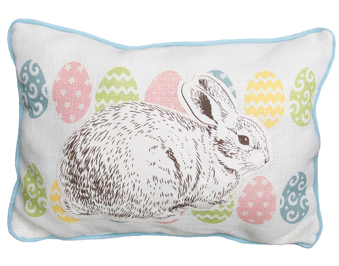 Bunny Eggs Appliqued Jute / Sisal Reversible Throw Pillow Xia Home Fashions