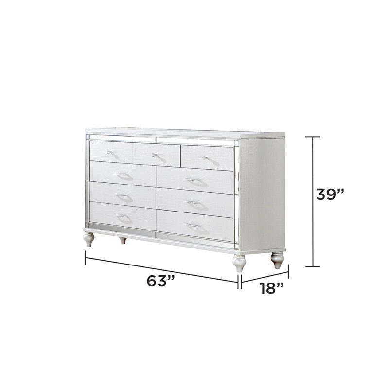 Commode double 7 tiroirs Denard, Blanc