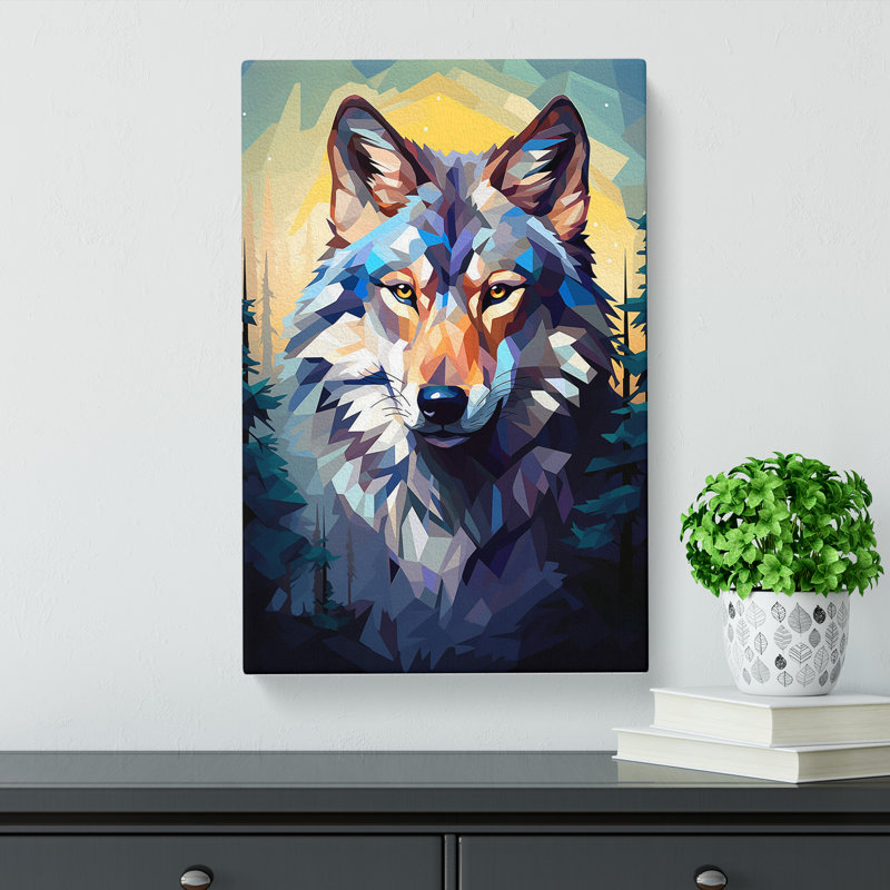 Wolf Cubism - No Frame Print, 60cm H x 40cm W x 3cm D