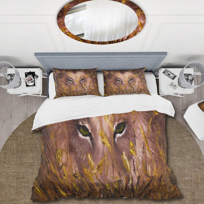 Wolf Eyes In The Grass - Farmhouse Duvet Cover Set - Microfiber Polyester