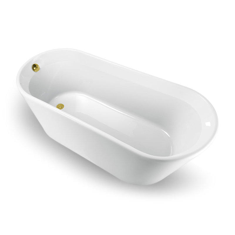 65" x 30" Freestanding Soaking Acrylic Bathtub, Polished Gold