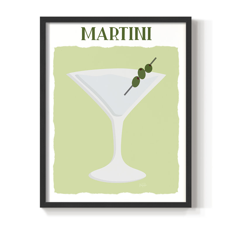 Reproduction encadrée Martini - bois massif, H 10 po x l 8 po, Noir