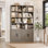 Bibliothèque standard en bois avec portes et 8 tablettes ouvertes Kirklyn