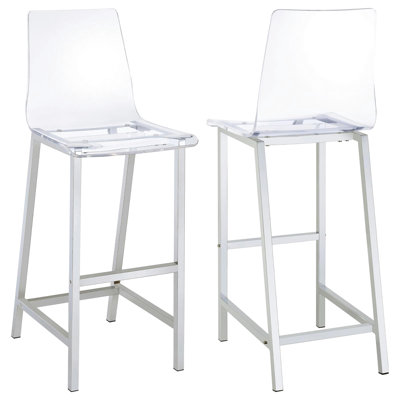 Tabourets transparents et chromés à hauteur de comptoir (ensemble de 2)