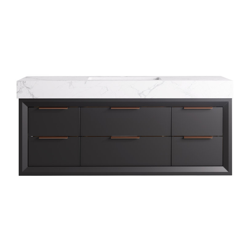 Ensemble de meuble-lavabo simple 48 po avec plateau Mayatte Grado, Noir, 48"