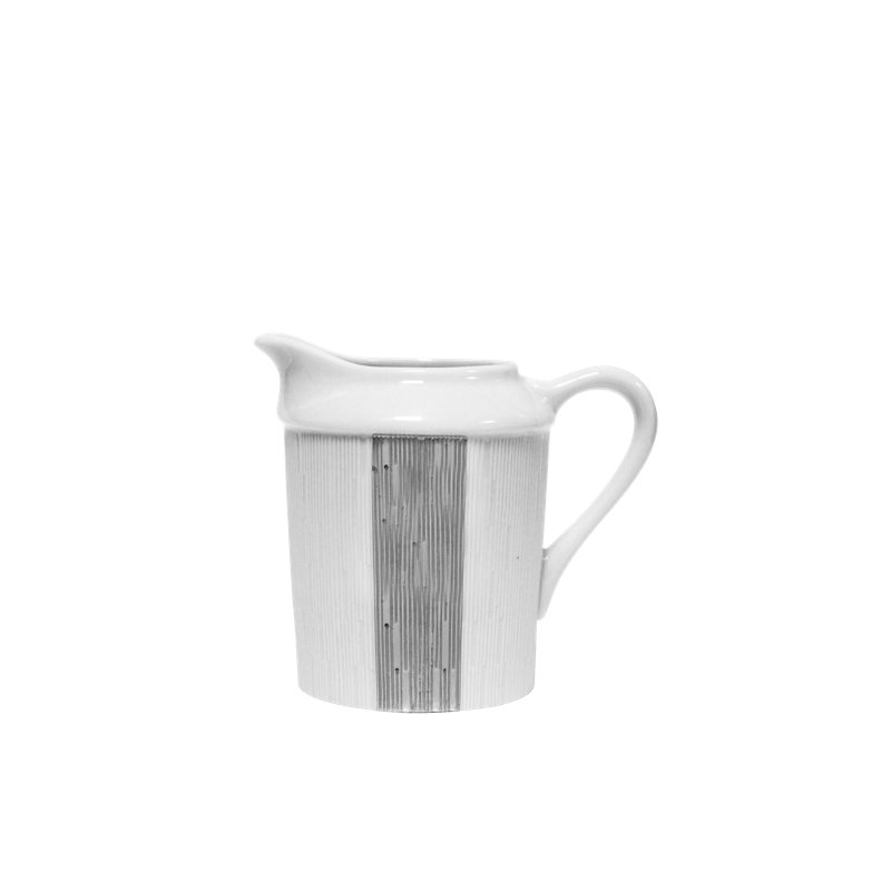 Infini Porcelain China Pitcher, White/Platinum
