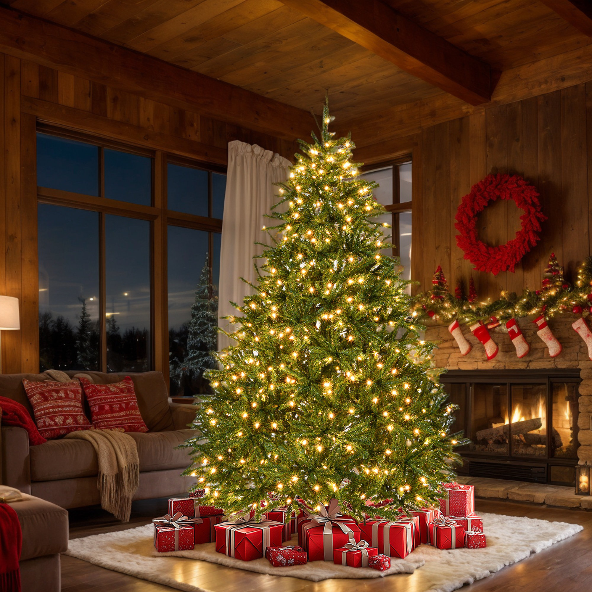 7Ft Pre-Lit Artificial Christmas Tree - Holiday Indoor Decor With 700 Warm White Lights, 2231 Branch Tips, Easy Assembly, Metal Hinges And Foldable Base For Home, Office, And Party Celebrations