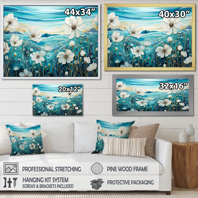 " Refreshing Flower Lagoon I ", 30'' H x 40'' W, Black Single Picture Framed