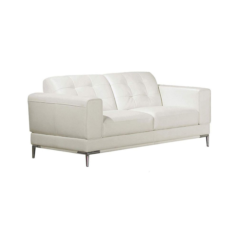 Heil 63'' Faux Leather Loveseat, White Faux Leather