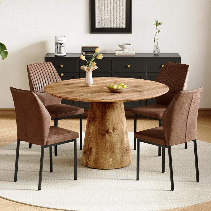 Ensemble table et chaises rondes de 114 cm (45 po) avec 4 chaises rembourrées, style moderne pour cuisine et salle à manger