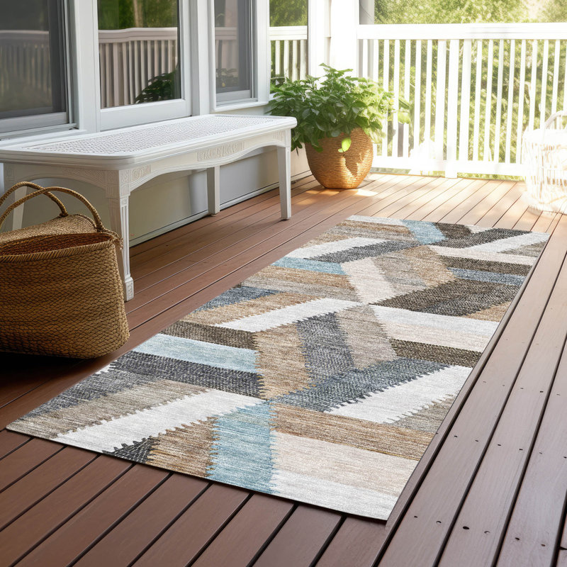Tapis brun intérieur / extérieur lavable à la machine Claudian ACN1241, Tapis de couloir 2 pi 3 po x 7 pi 6 po