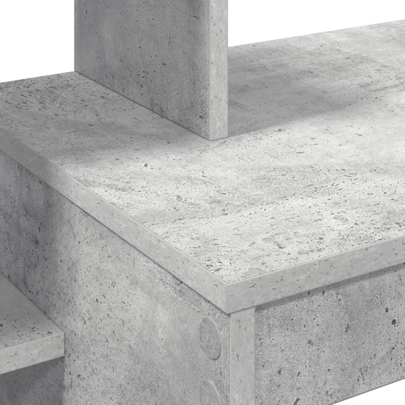 Computer Desk Particle Board Medium Shelving, Concrete Grey