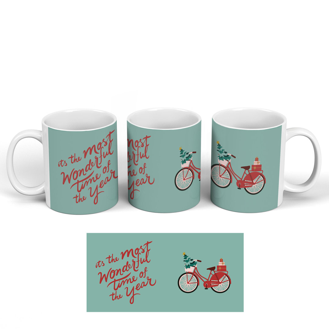 Wonderful Time Bicycle Festive Christmas Ceramic Classic Mug
