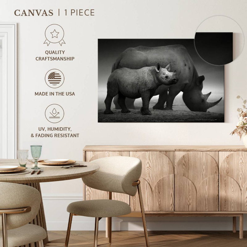 Etosha Park Rhinoceroses, 34" H x 51" W