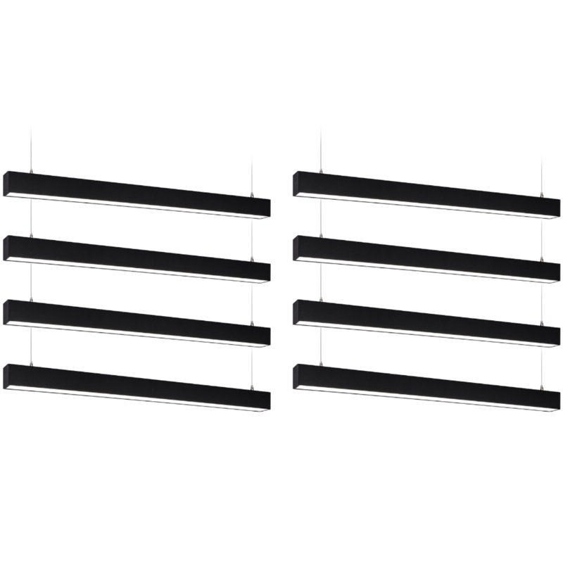 4FT 3CCT Dimmable Commercial Linear Light, 120V/277V, 40W/50/60W Selectable Output, 6900lm, Anti-Glare, Linkable, Commercial and Warehouse Industrial, Black, Pack of 8