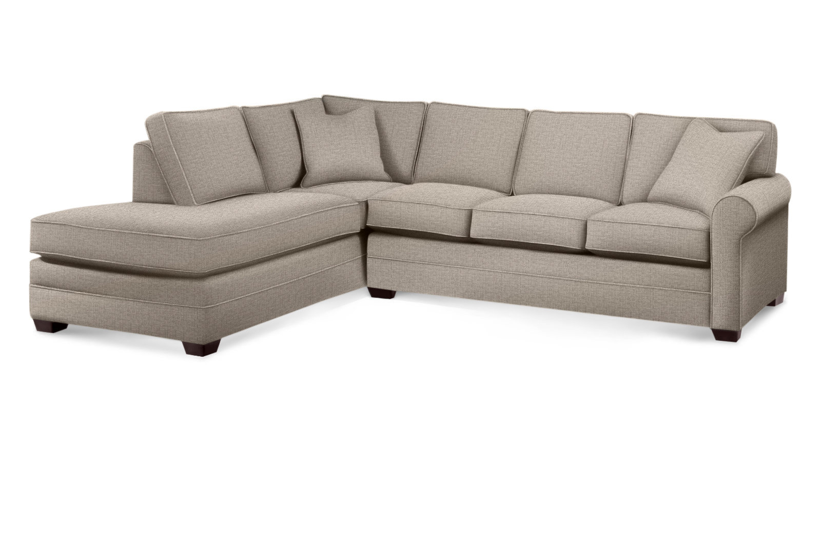 Bedford Upholstered Sectional, Beige Performance Fabric; 0851-73, Java Finish, Left Hand Facing