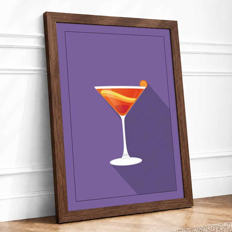 Cocktail Hour Modern - Framed Print, A4 - 29.7 x 21.0 cm, Walnut