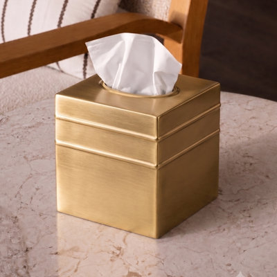 Border Embossed Metal Tissue Box Cover
