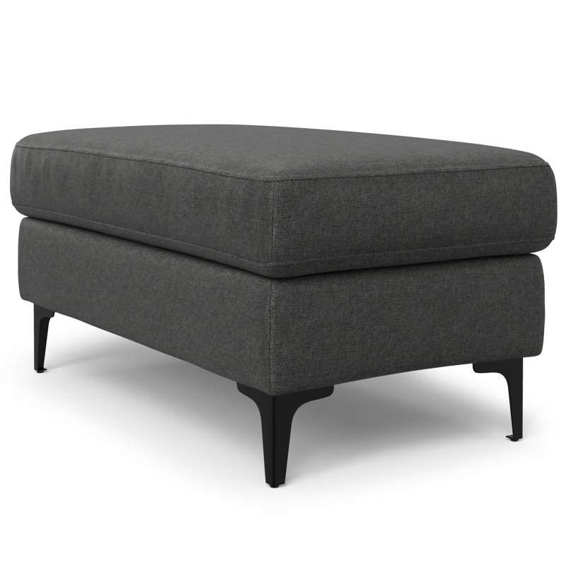 Ava Pebble Grey Upholstered Ottoman with Metal Legs