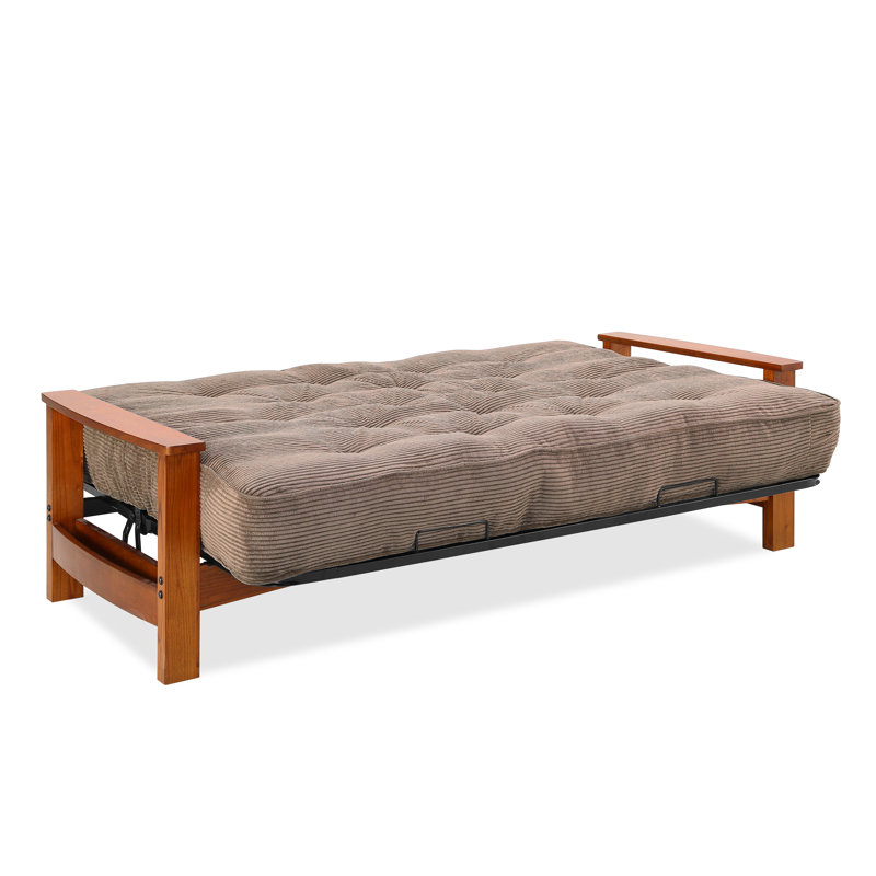 Futon et matelas Mccalla, Velours côtelé chocolat