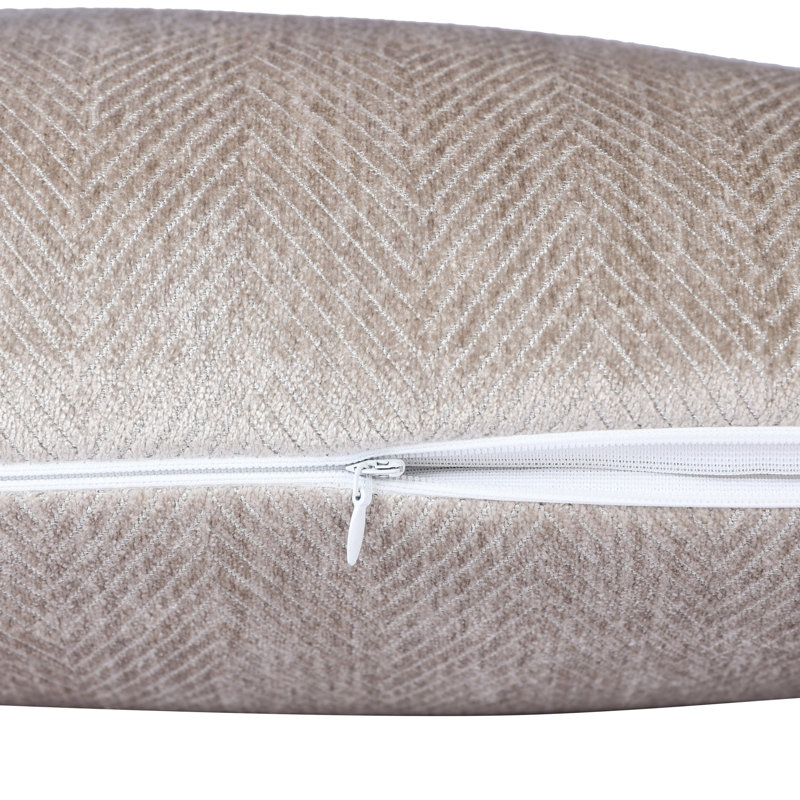 Housse de coussin en jacquard couleur pierre à chevrons (ensemble de 2)